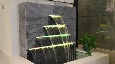 Fontaine de piscine en Cascade avec lumières LED, décoration de jardin de maison, accessoires de piscine extérieure